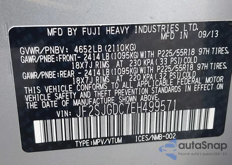 2014 Subaru Forester 2.0Xt Premium из США, поврежденный, VIN JF2SJGDC7EH499571